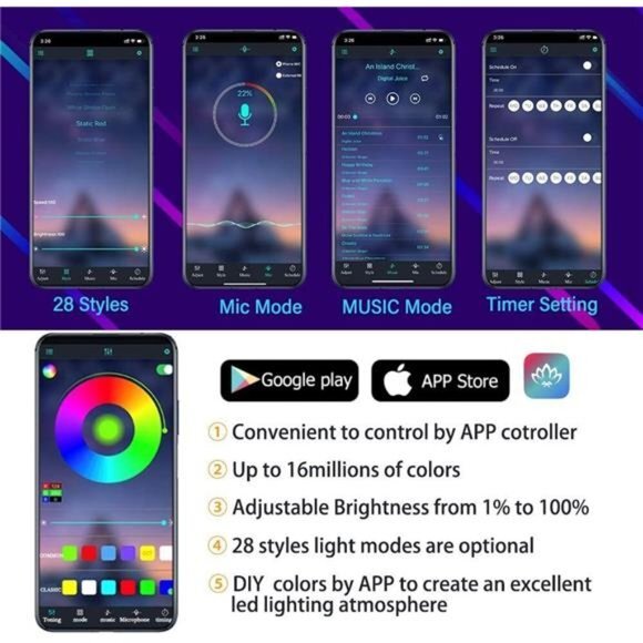 6M Car RGB Interior Ambient LED‎ Strip Light APP Music Control Atmosphere Lamps - Picture 4 of 10